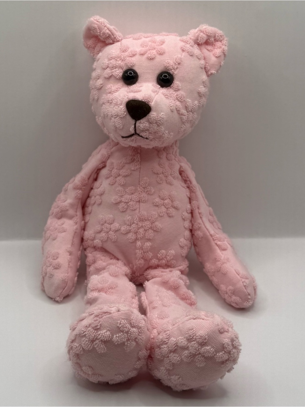 Rare Vintage Commonwealth Pink Chenille Bear Plush Stuffed Animal Beanbag 1999